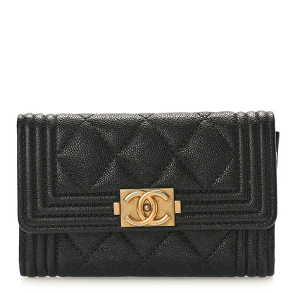 Chanel Caviar Quilted Boy Flap Card Holder Black 1 of 8