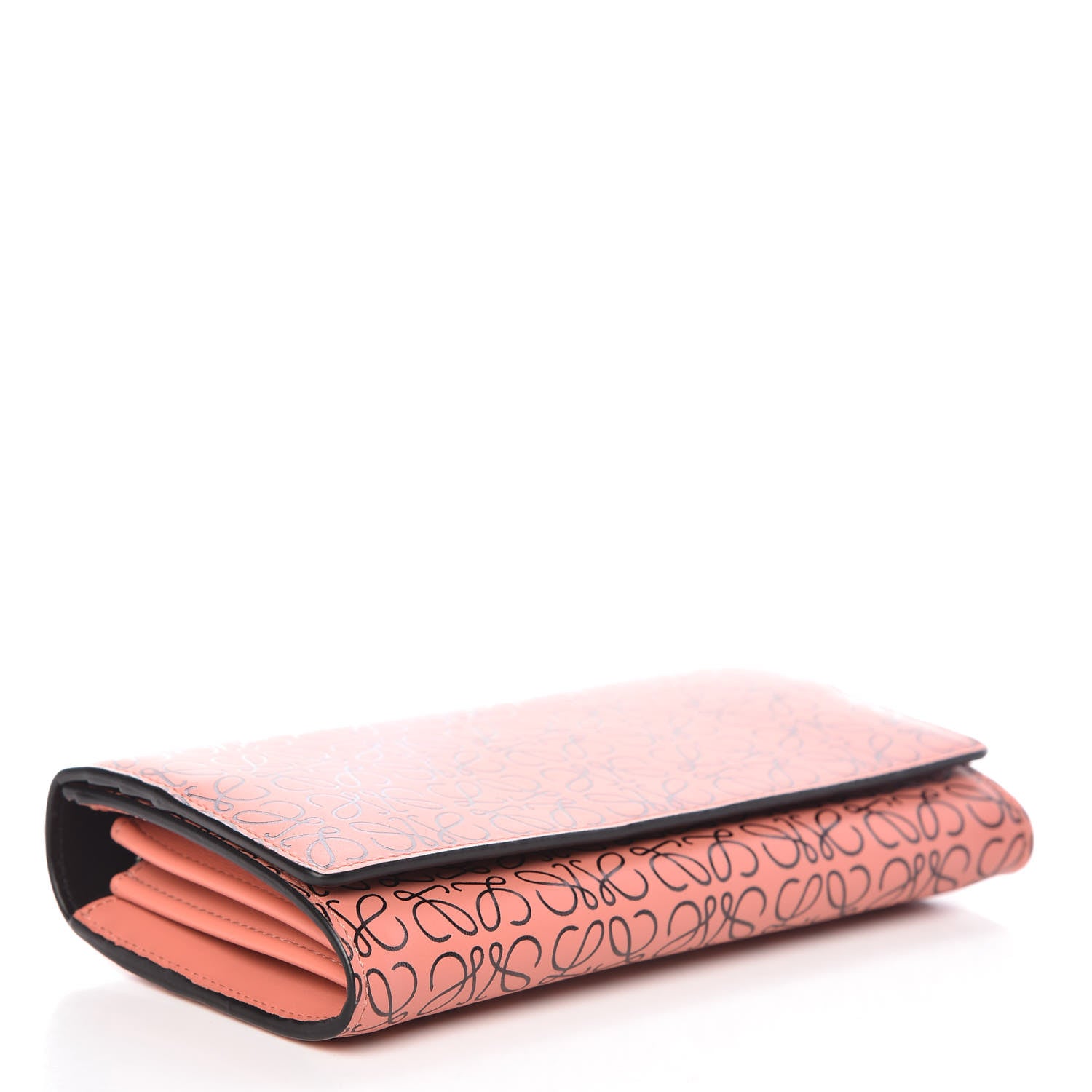 Loewe Engraved Calfskin Anagram Continental Wallet Pink Tulip Black 4 of 9
