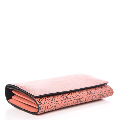 Loewe Engraved Calfskin Anagram Continental Wallet Pink Tulip Black 4 of 9