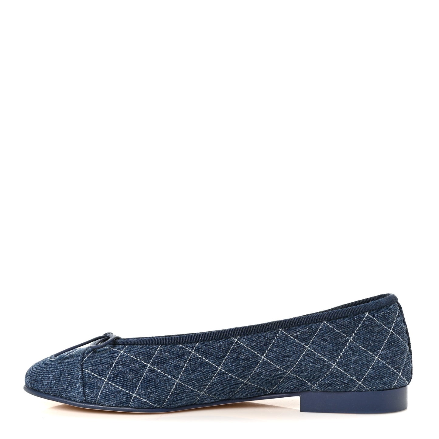 Washed Denim Quilted Cap Toe CC Ballerina Flats 37.5 Blue