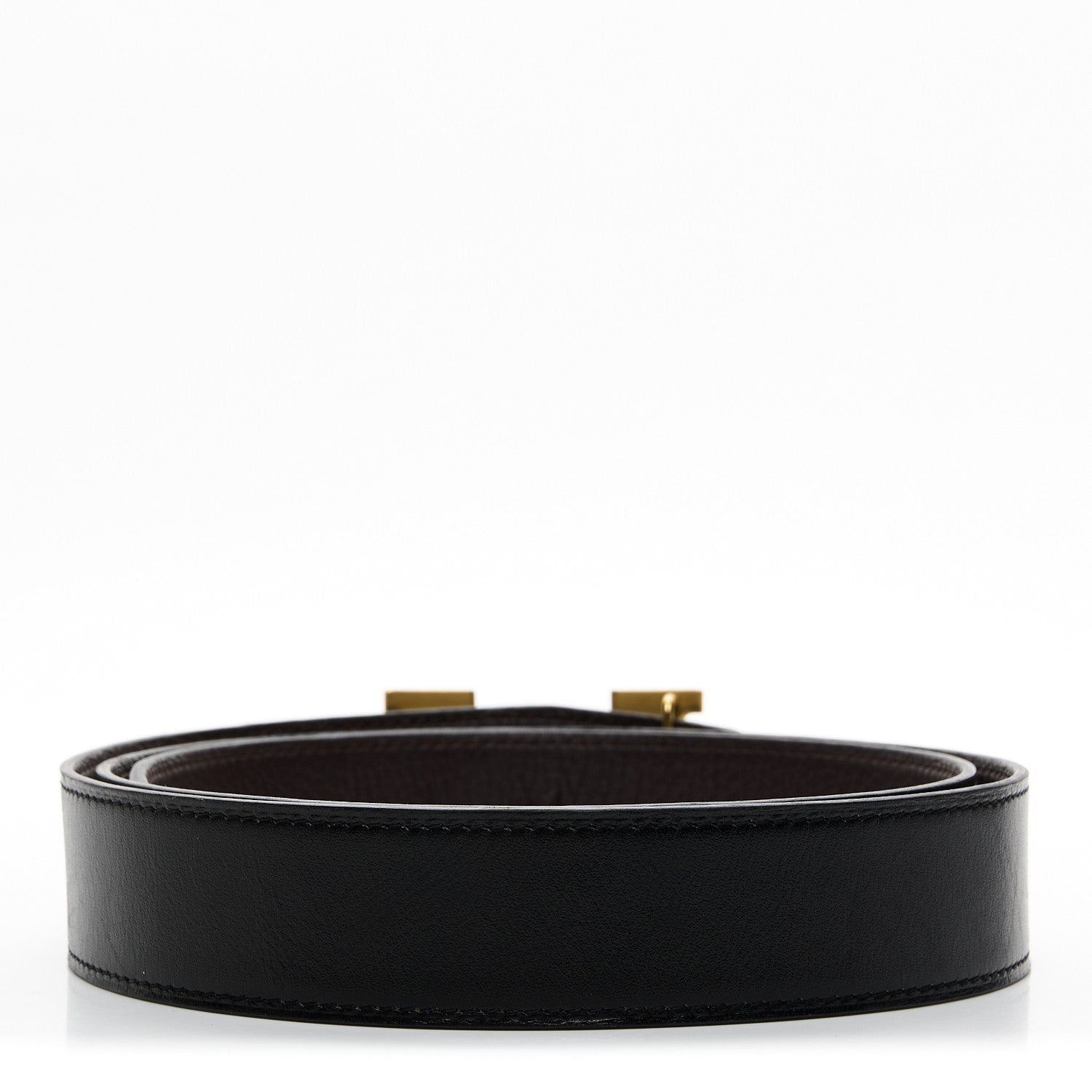 Hermes Box Togo 32mm H Belt 90 36 Black Chocolate 4 of 12