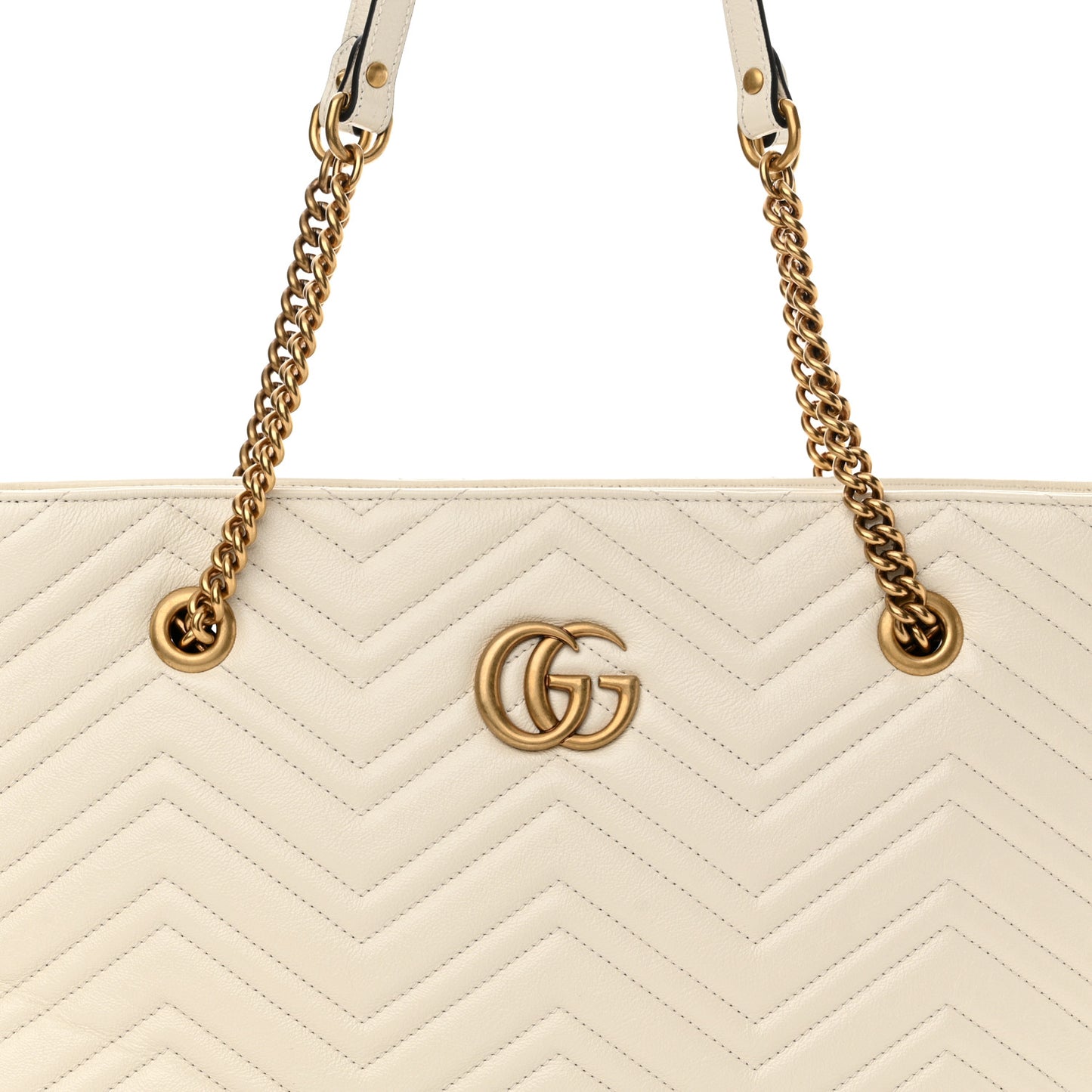 Vintage Calfskin Matelasse Medium GG Marmont Slim Tote White