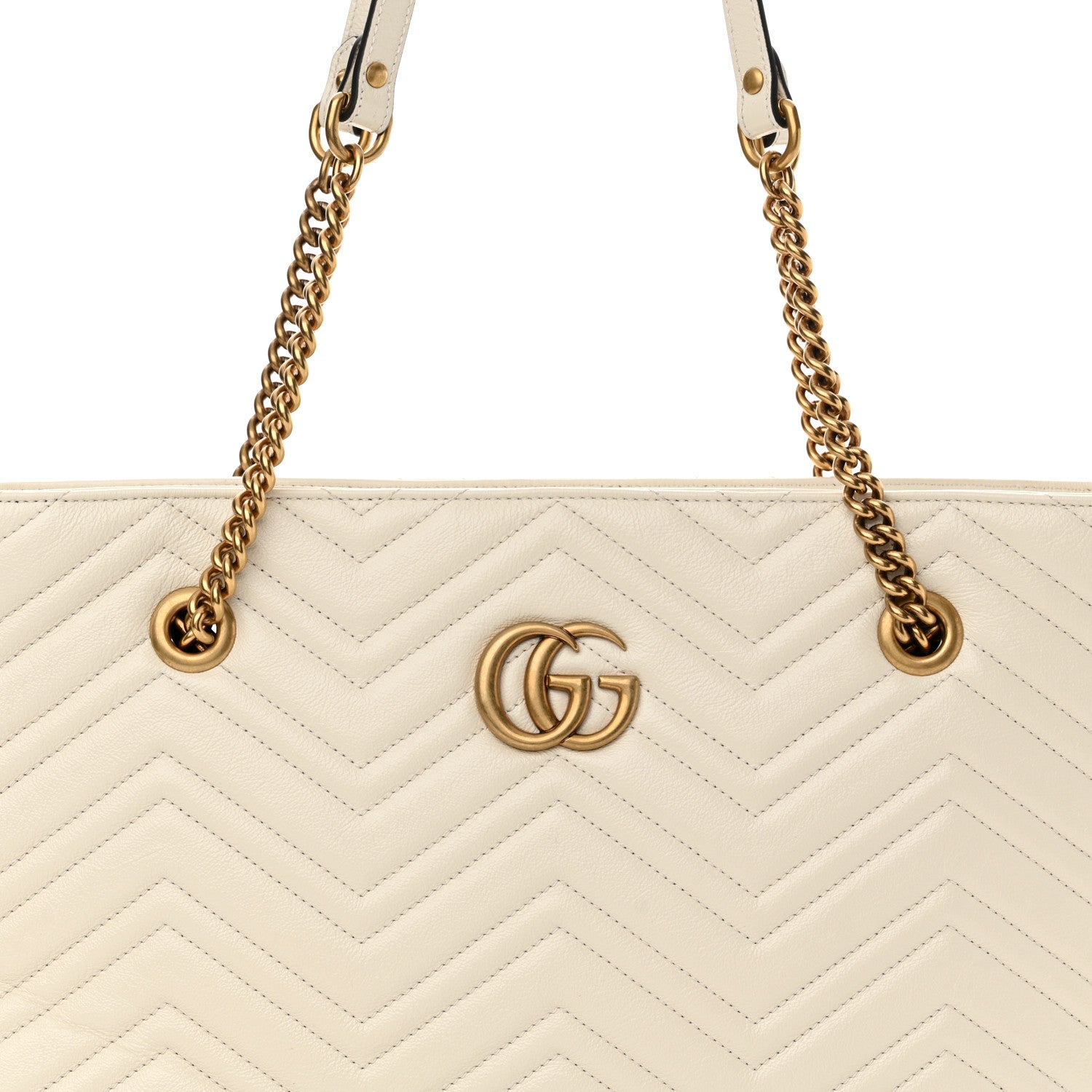 Gucci Vintage Calfskin Matelasse Medium GG Marmont Slim Tote White 8 of 11