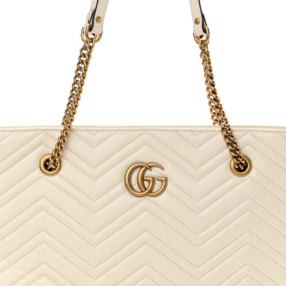Gucci Vintage Calfskin Matelasse Medium GG Marmont Slim Tote White 8 of 11