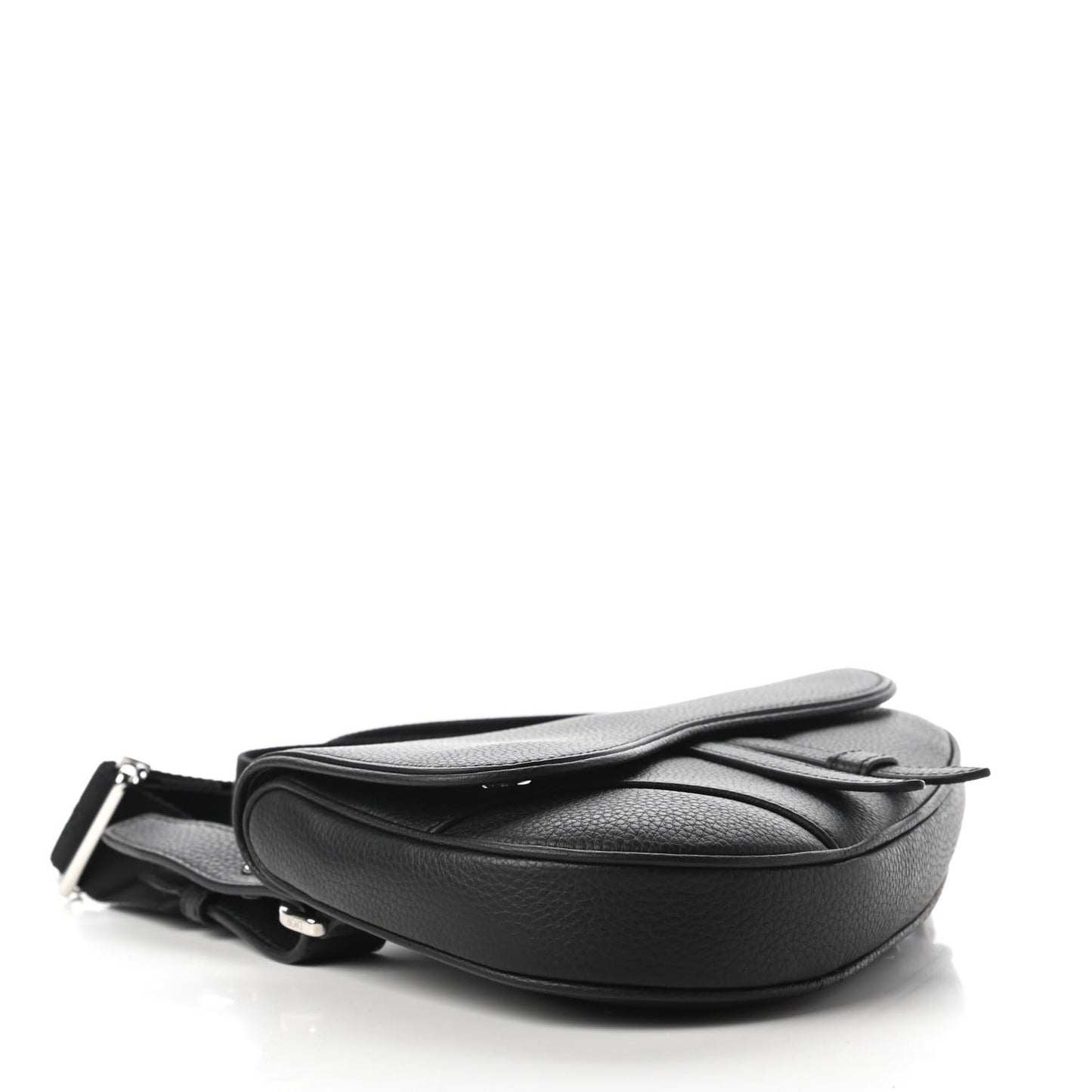 Grained Calfskin Mens Mini Saddle Bag Black