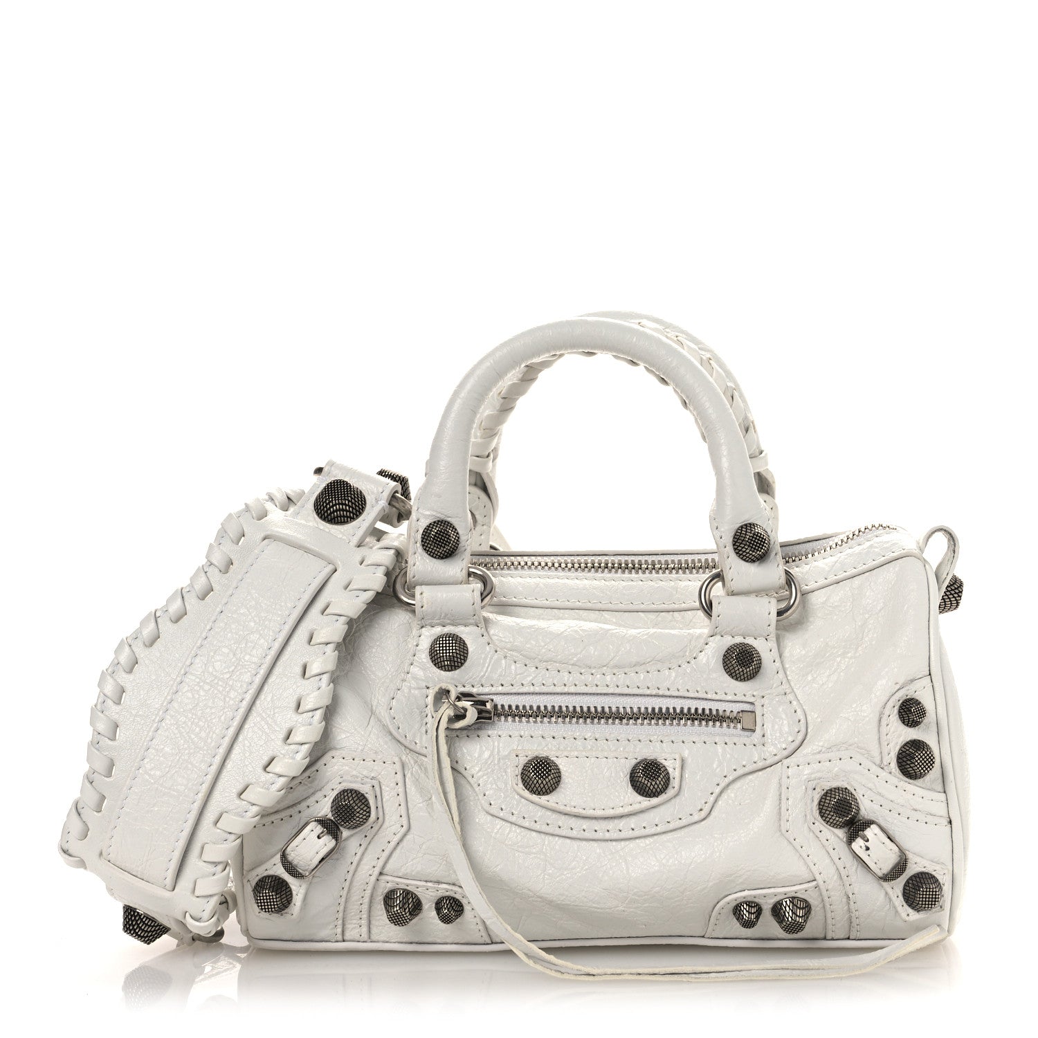 BALENCIAGA ホワイト ケース Balenciaga Agneau Arena Mini Le Cagole Duffle Crossbody Bag Optic