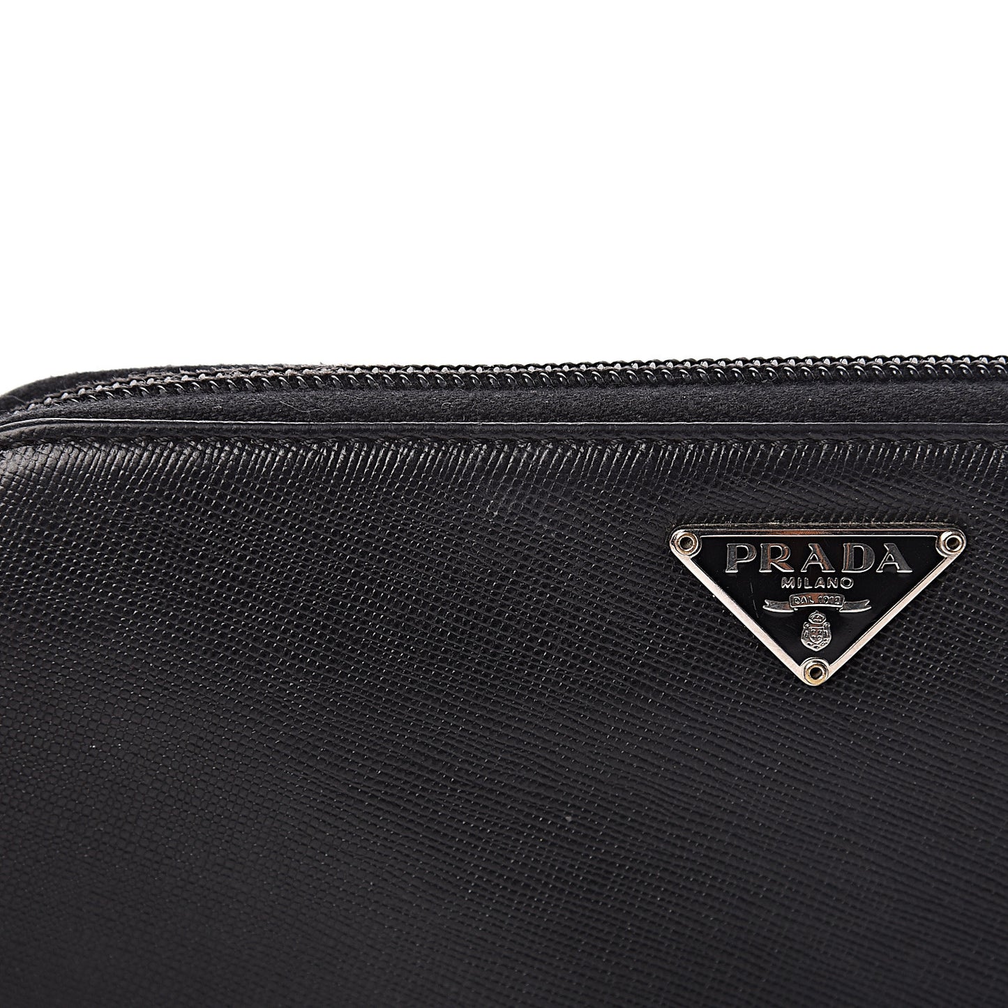 Saffiano Metal Zip Around Wallet Black