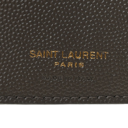 Saint Laurent Grain De Poudre Matelasse Chevron Monogram Zipped Card Case Tech Fog 6 of 7