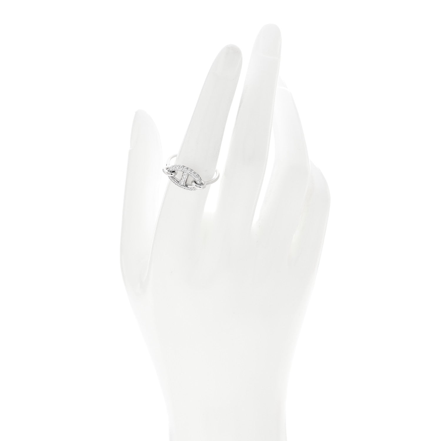 Hermes 18K White Gold Diamond New Farandole Ring 54 6.75 2 of 5
