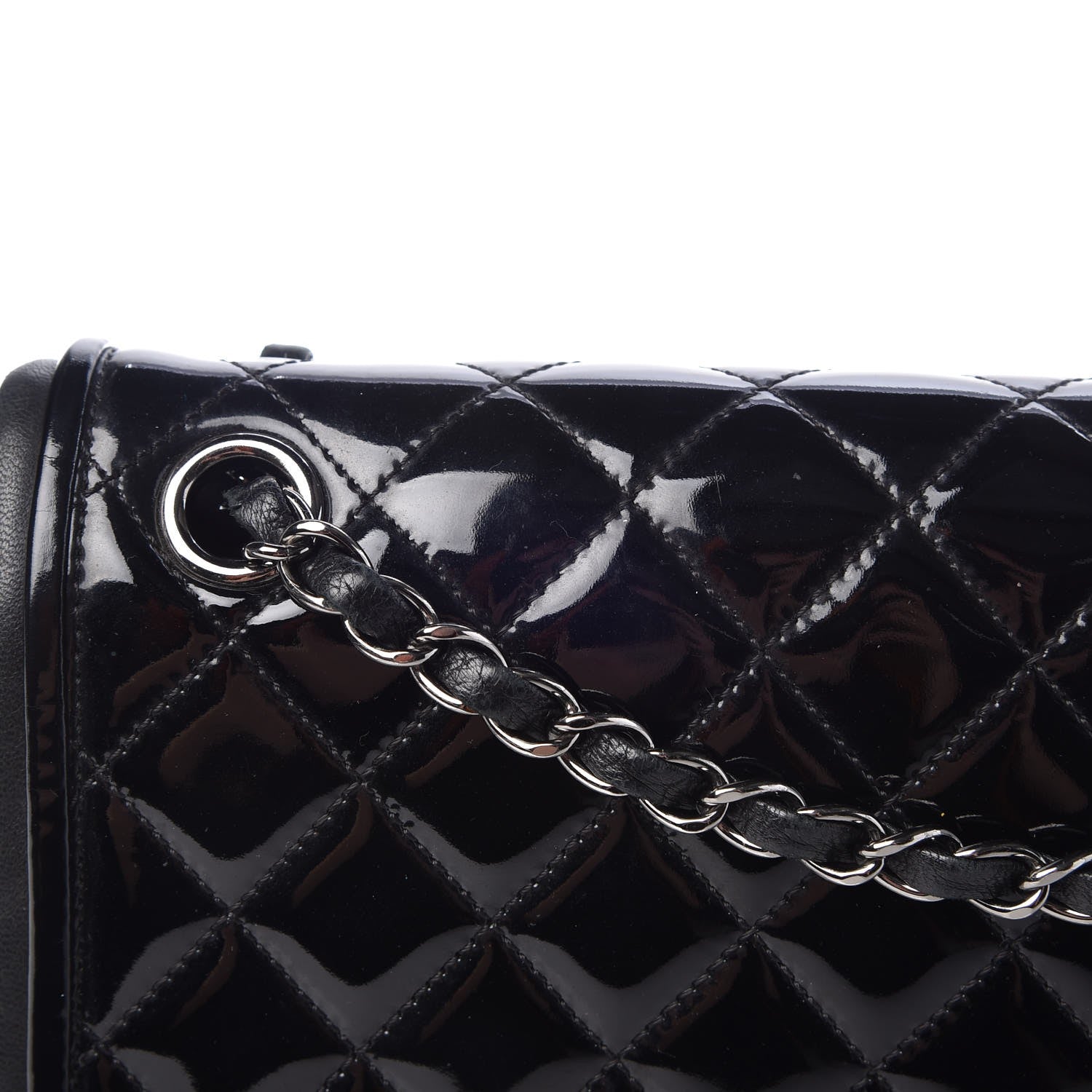 Chanel Patent Quilted Jumbo Classic Twist Flap Bag Black 9 of 9