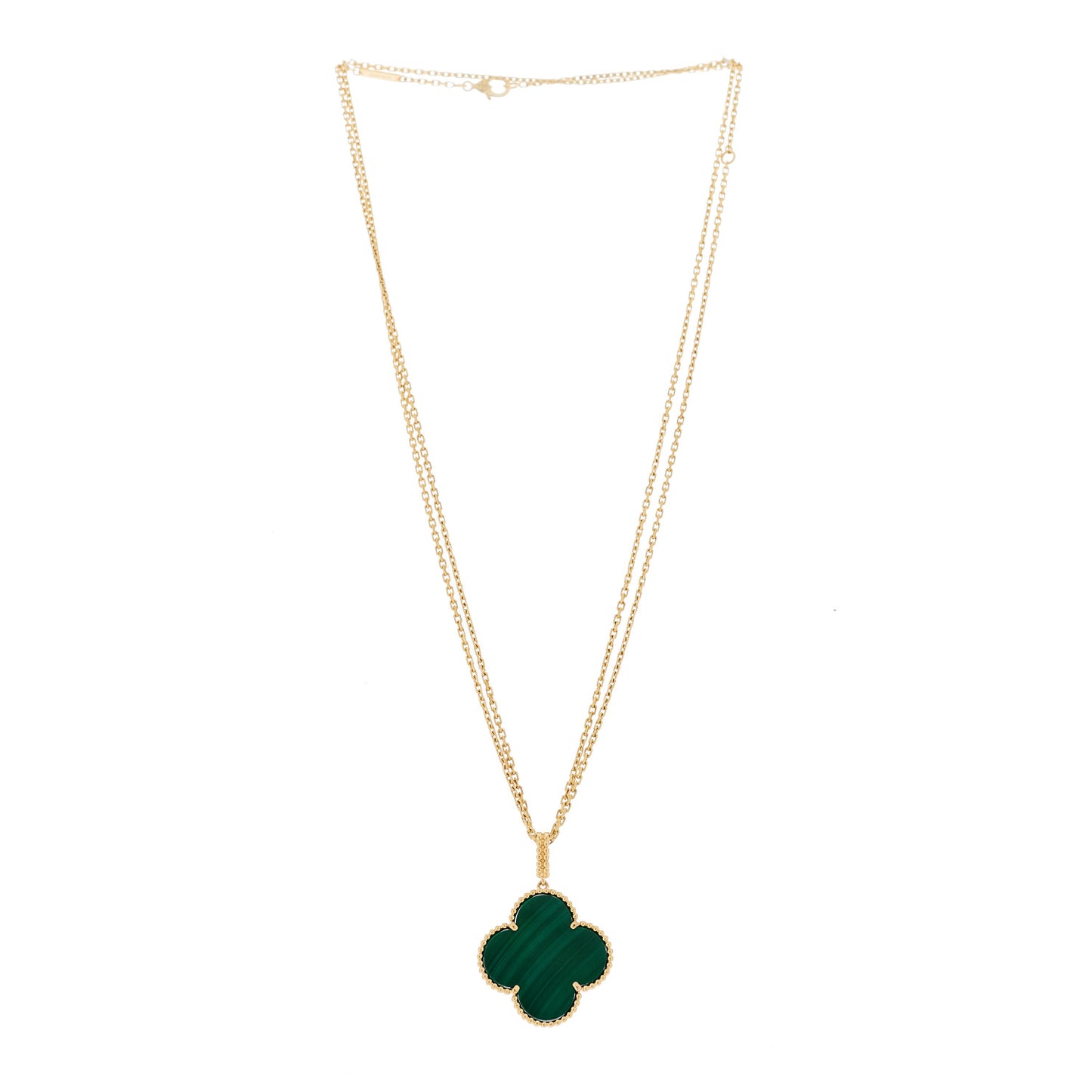 18K Yellow Gold Malachite Magic Alhambra Pendant Necklace