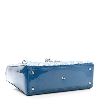 Christian Dior Patent Cannage Large Lady Dior Blue 3 of 10