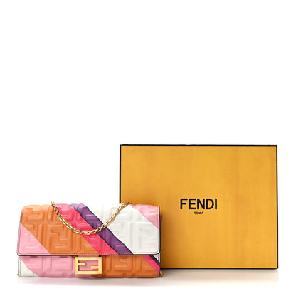 Fendi Nappa Matisse FF Embossed Continental Wallet On Chain White Multicolor 12 of 12
