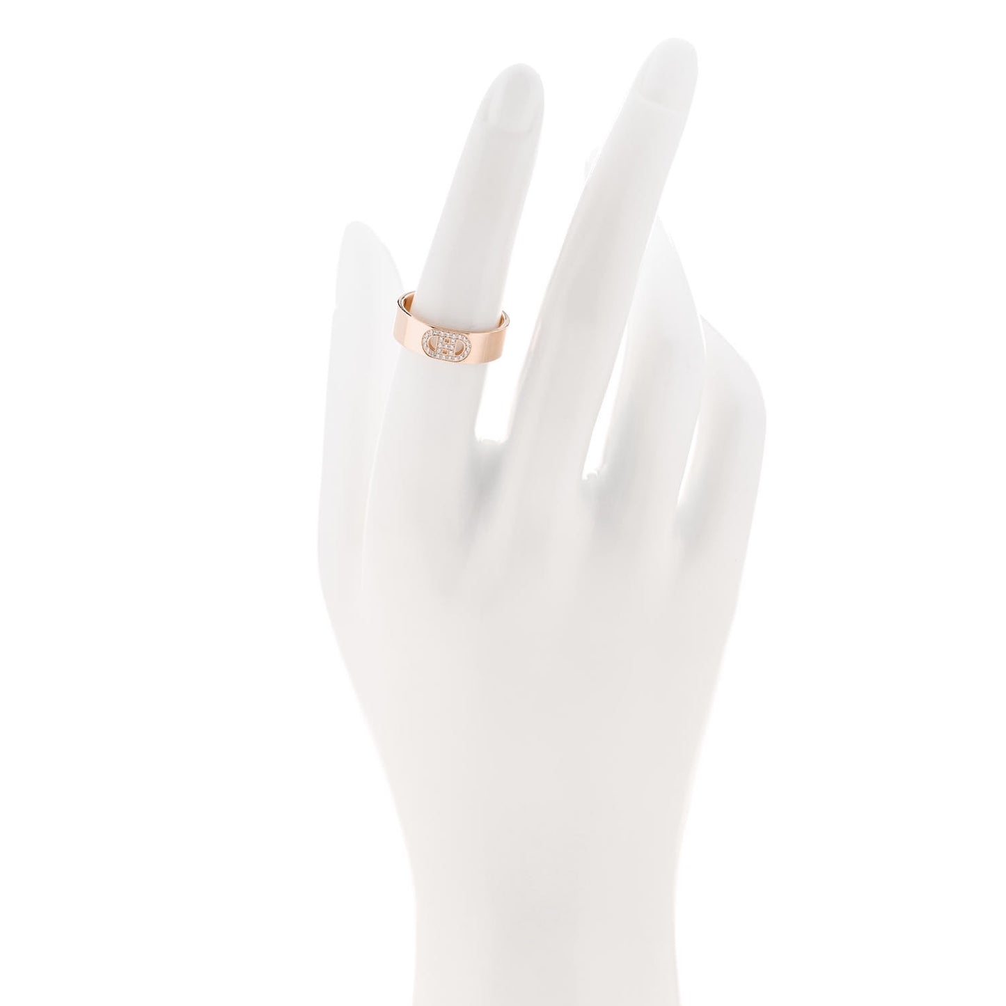 18K Rose Gold Diamond PM H D'Ancre Ring 53 6.5