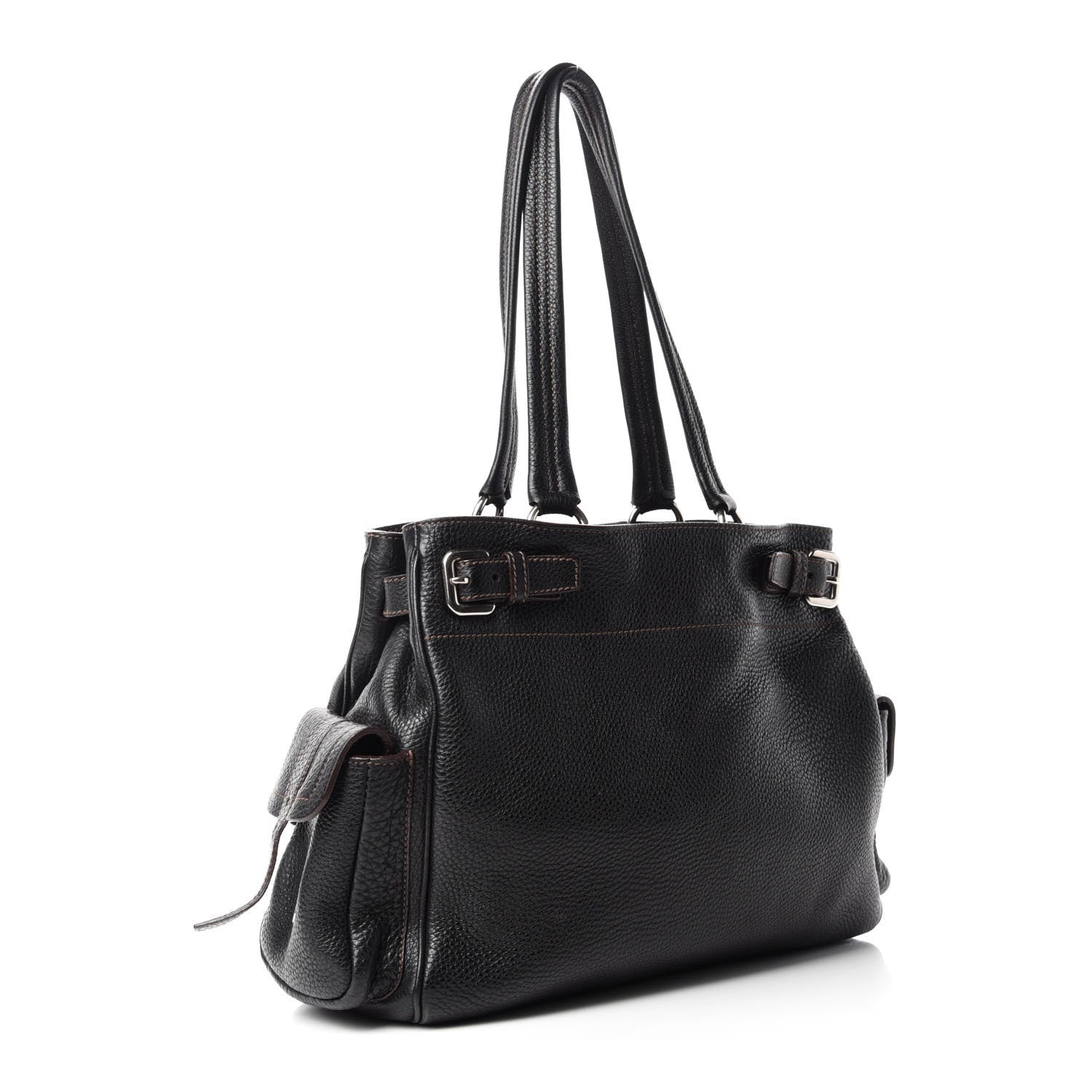 Prada Vitello Daino Shopping Tote Black 3 of 12
