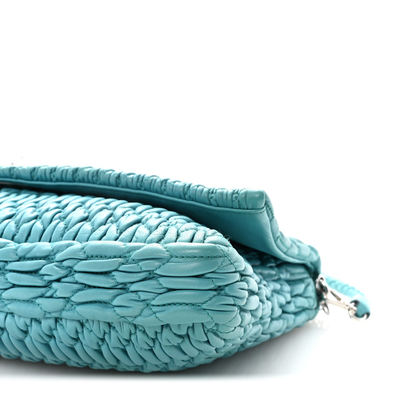 Miu Miu Nappa Matelasse Crystal Flap Clutch Turchese 9 of 9