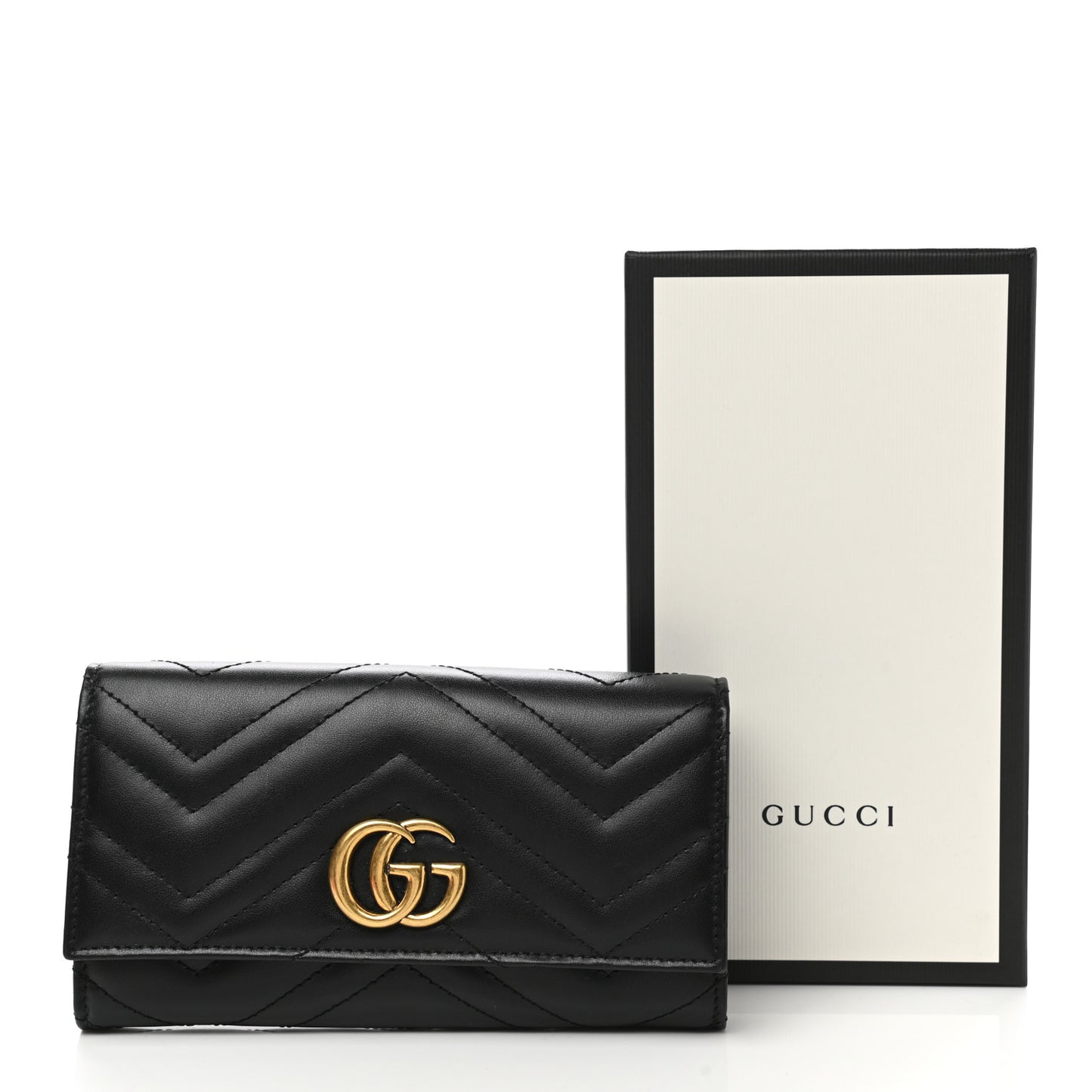 Calfskin Matelasse GG Marmont Continental Wallet Black