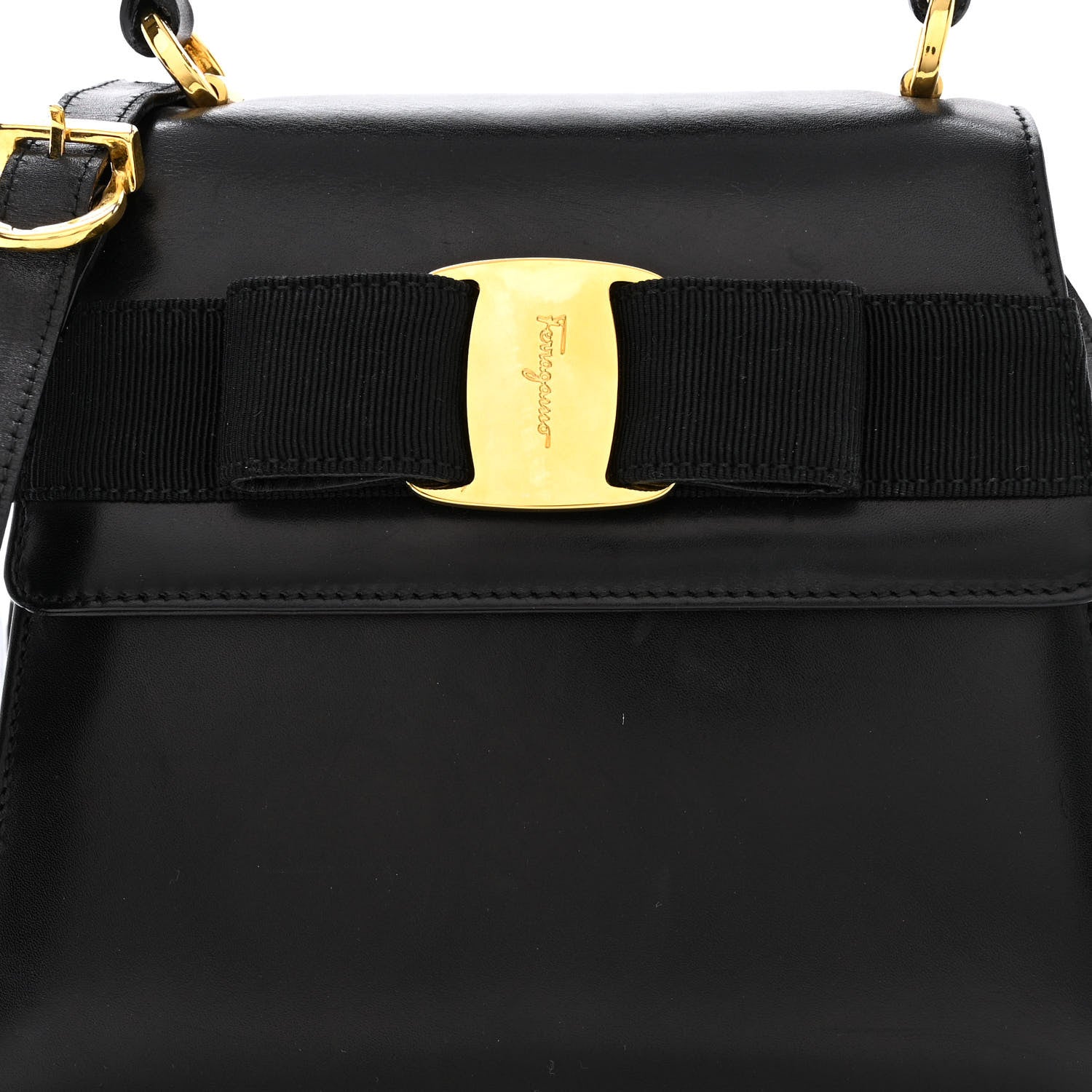 Salvatore Ferragamo Calfskin Vera Bow Mini Top Handle Crossbody Bag Black 8 of 12