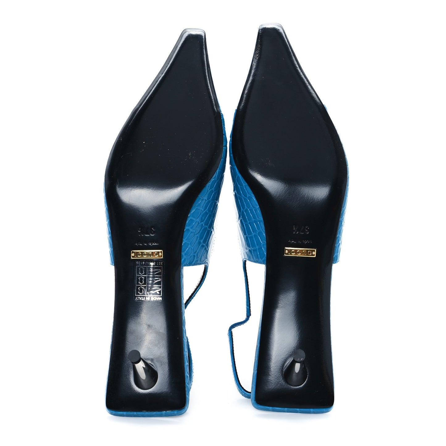 Calfskin Crocodile Print Square Slingback Pumps 37.5 Bright Sapphire