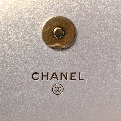 Chanel Iridescent Calfskin Quilted Chanel 19 Phone Holder With Chain White 6 of 10