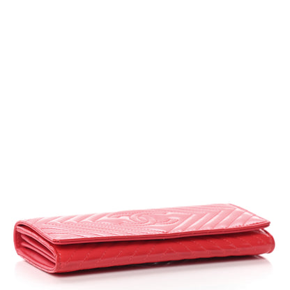 Chanel Patent Chevron Quilted CC Long Flap Wallet Red 4 of 8