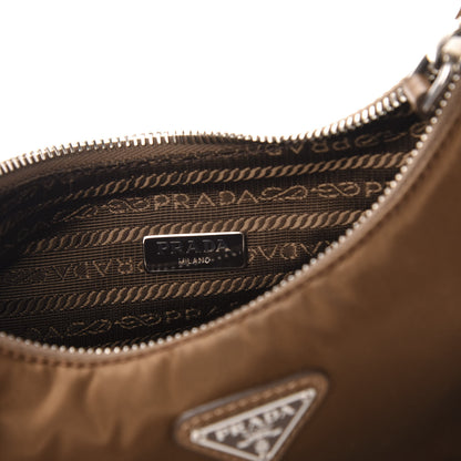 Prada Tessuto Nylon Saffiano Re-Edition 2005 Shoulder Bag Cacao 6 of 13