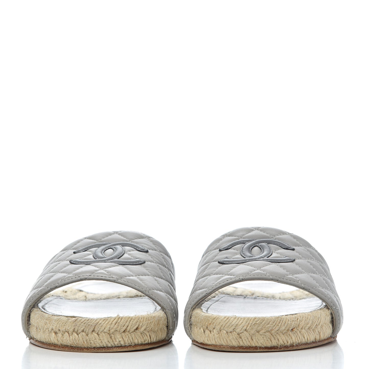 Lambskin Espadrille Mules 42 Light Grey