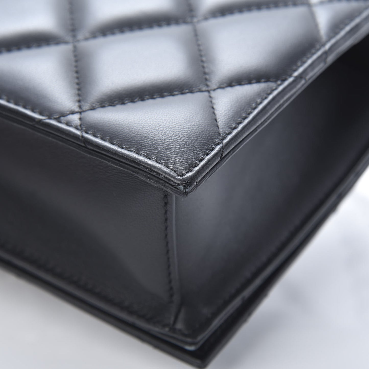 Lambskin Quilted Knuckle Shoulder Bag Black