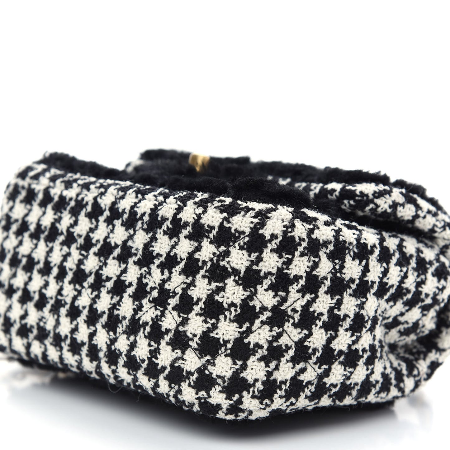 Shearling Tweed Quilted Mini Square Flap Bag Black White