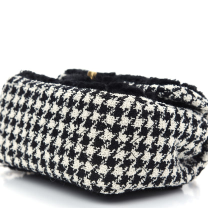Chanel Shearling Tweed Quilted Mini Square Flap Bag Black White 9 of 9