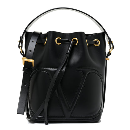 Valentino Garavani Calfskin Vlogo Walk Bucket Bag Black 1 of 16