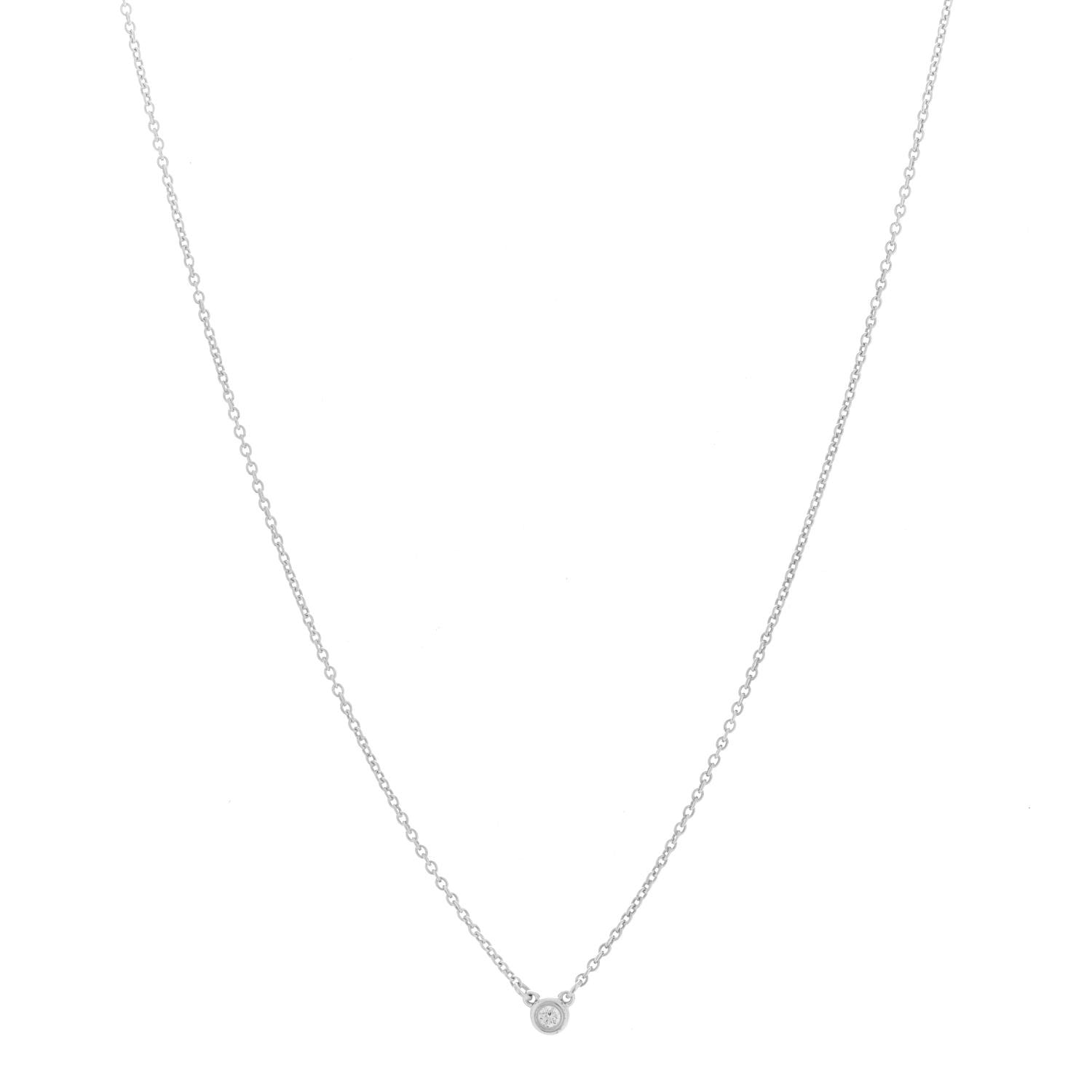 Tiffany Sterling Silver Diamond .03ct Elsa Peretti Diamonds by the Yard Pendant Necklace 1 of 5