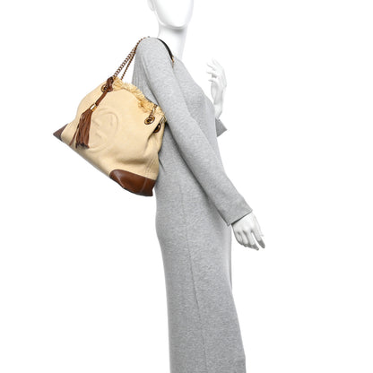 Gucci Raffia Medium Soho Chain Shoulder Bag Beige 2 of 12