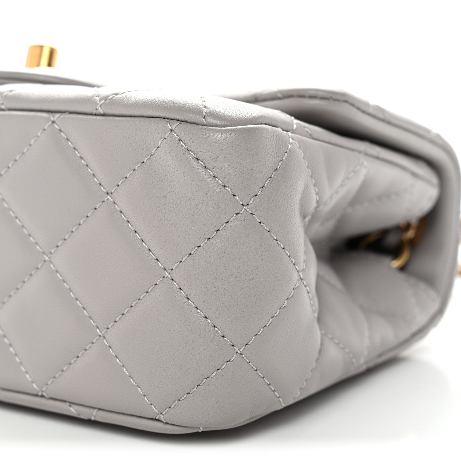 Chanel Lambskin Quilted Mini Pearl Crush Flap Light Grey 10 of 12
