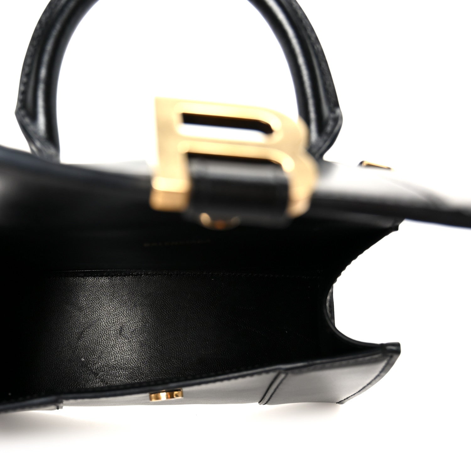 Balenciaga Shiny Box Calfskin Hourglass Top Handle Bag XS Black 5 of 10