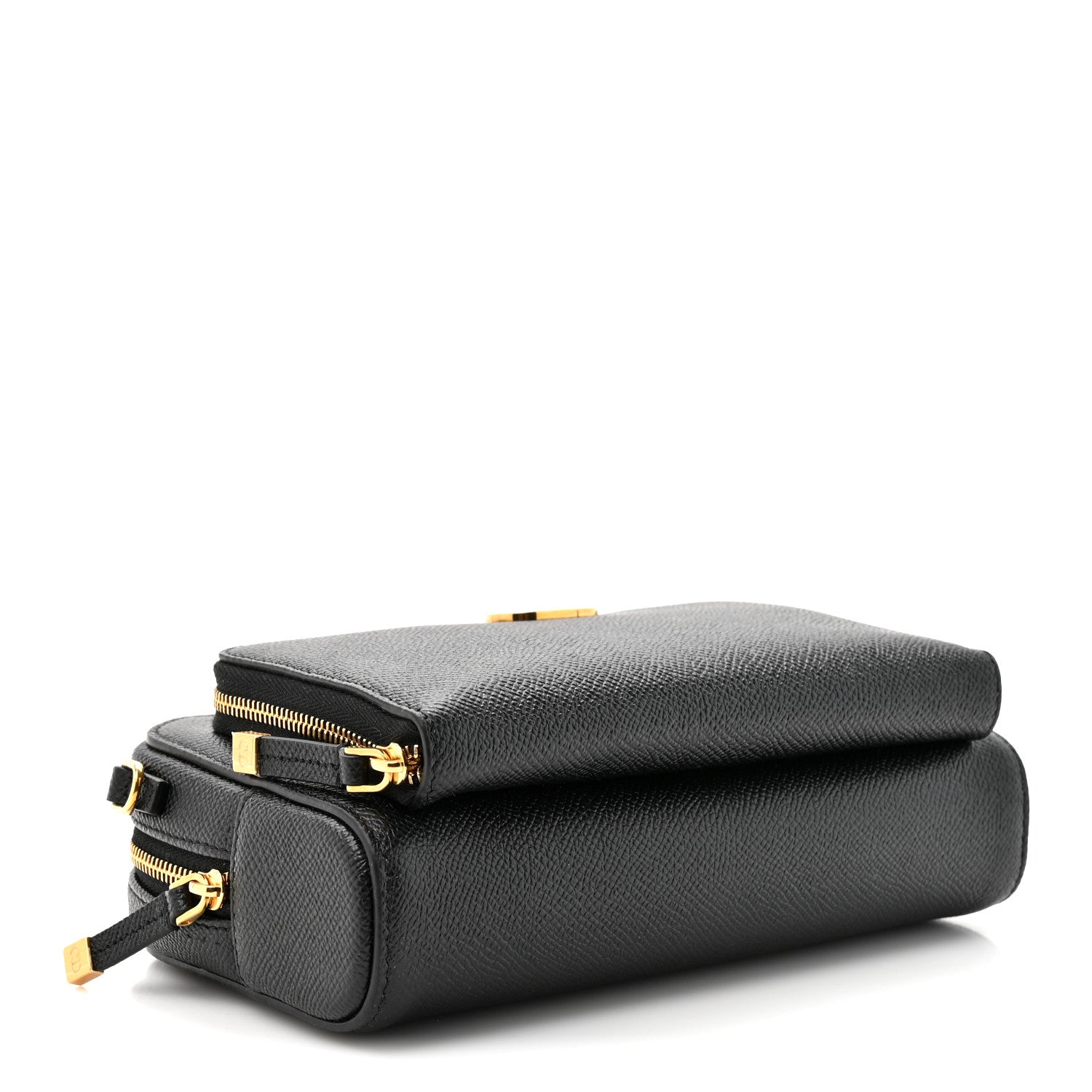 Christian Dior Grained Calfskin Caro Double Pouch Black 3 of 9