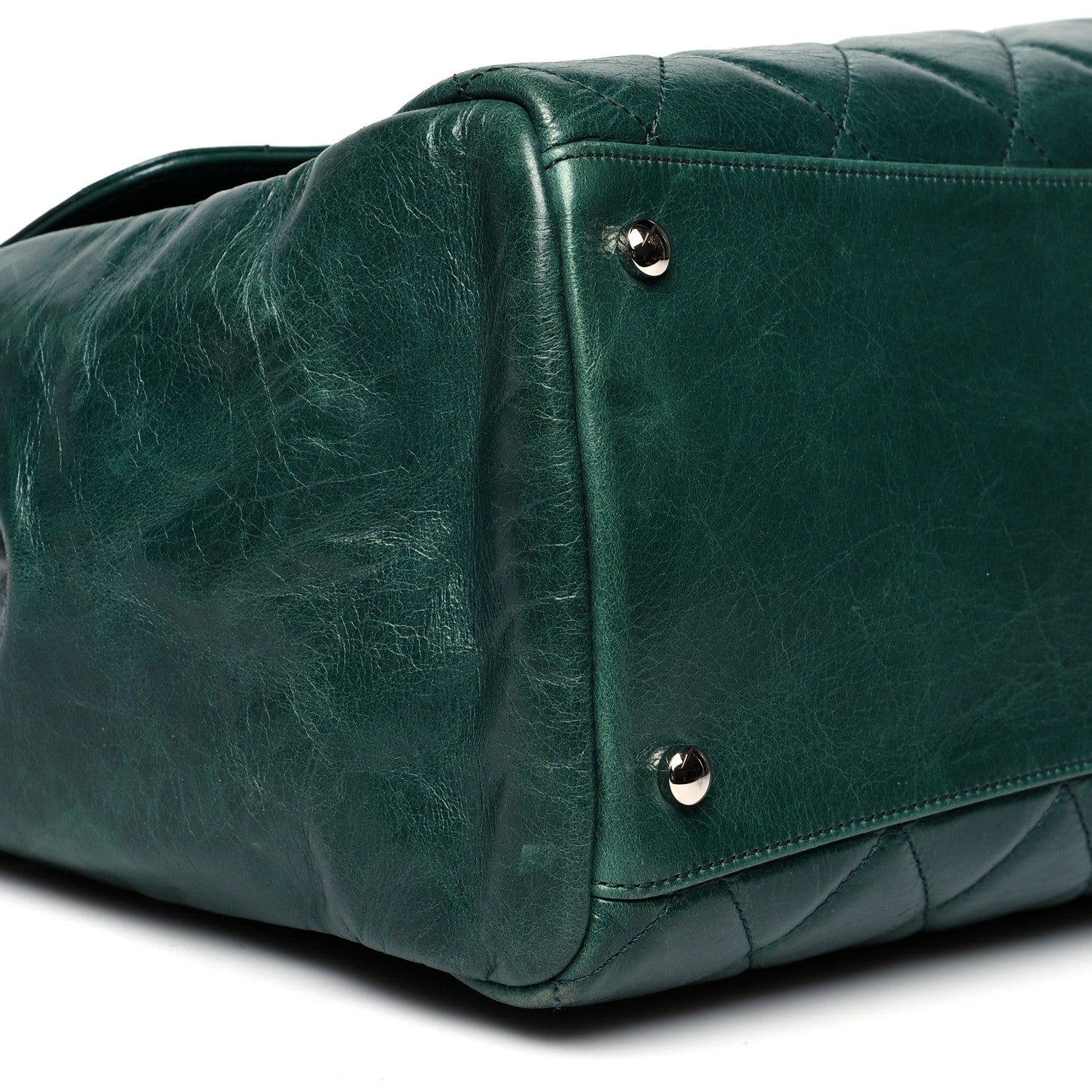 Chanel Glazed Calfskin Quilted Large CC Delivery Tote Green 8 of 13