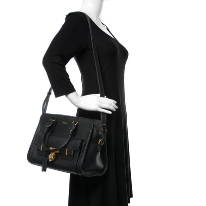 Alexander McQueen Pebbled Calfskin Padlock Pocket Tote Black 2 of 10