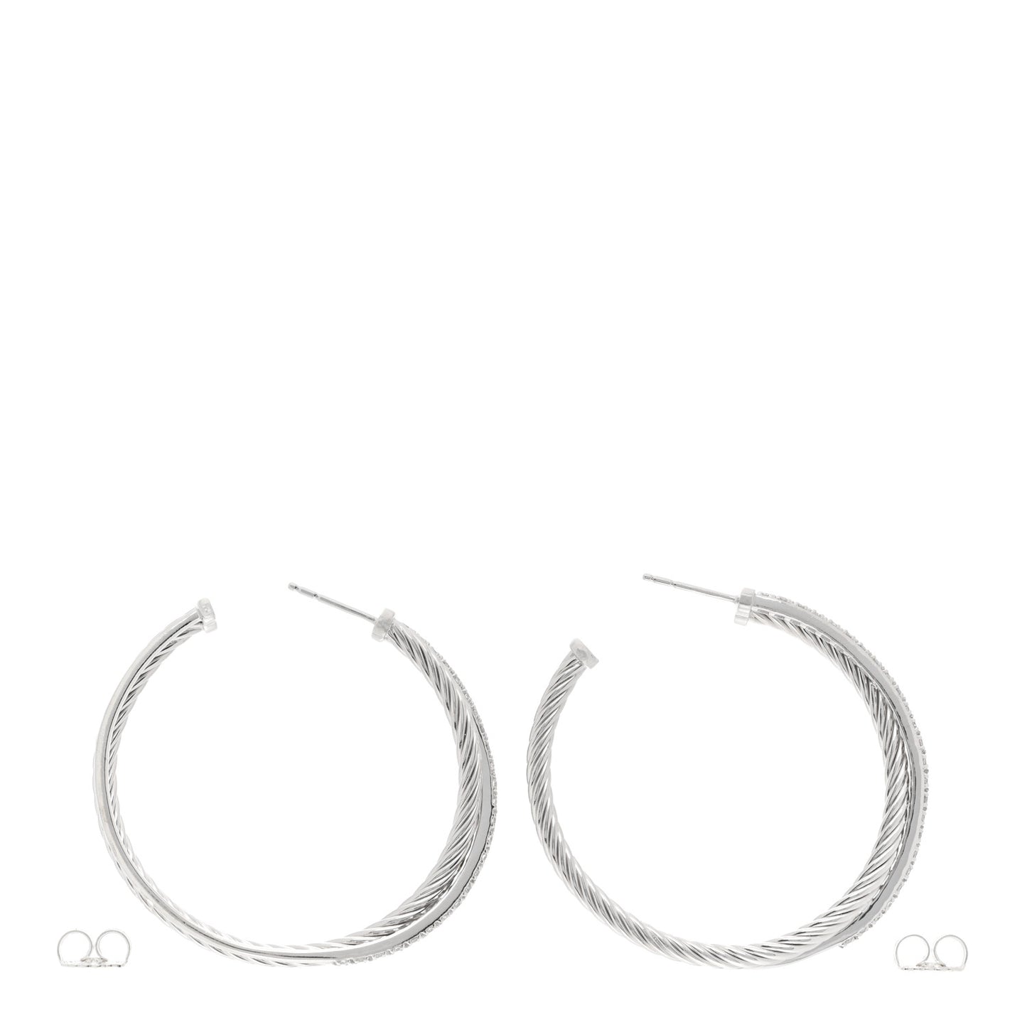 Sterling Silver Diamond Extra Large Crossover Hoop Earrings