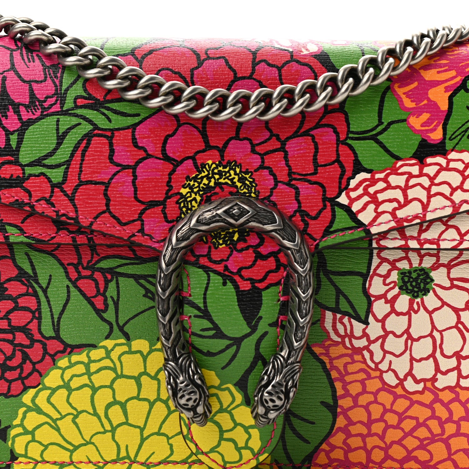 Gucci X KEN SCOTT New Shangai Calfskin Pomponica Print Small Dionysus Shoulder Bag Multicolor 8 of 10