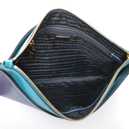 Prada Saffiano Lux Bi-Color Clutch Bleuette Turchese 5 of 7