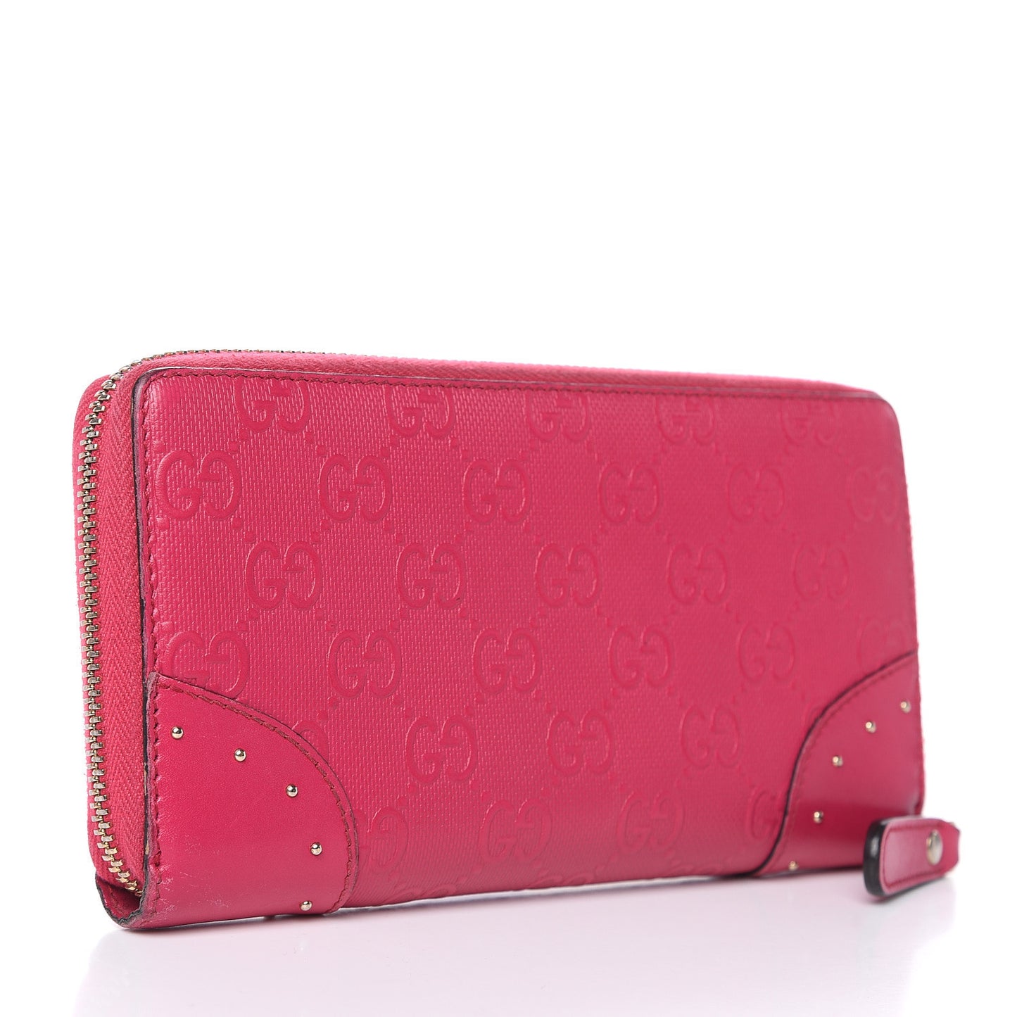 HIlary Lux GG Monogram Embossed Studded Zip Around Wallet Blossom