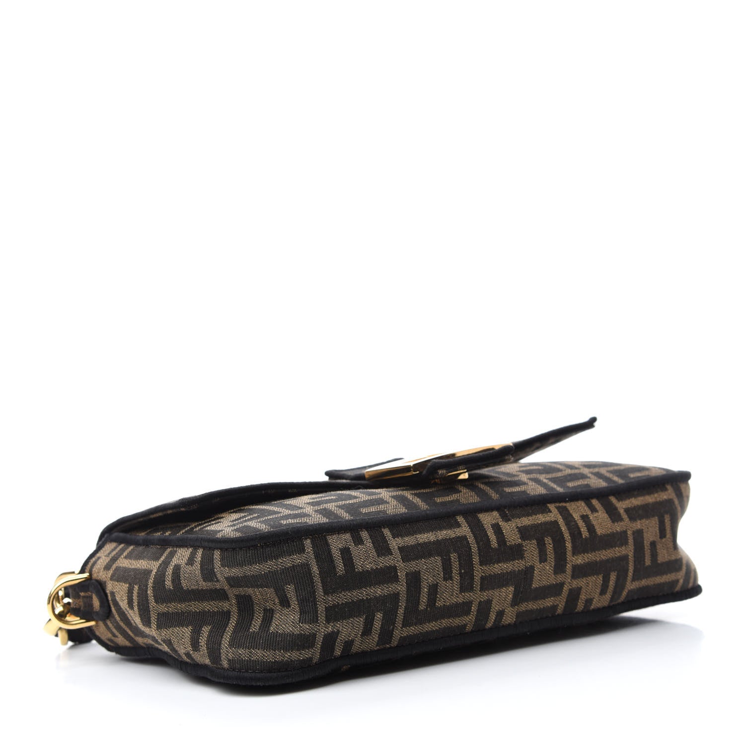 Fendi Fabric Jacquard FF 1974 Medium Baguette Tobacco Moro Black 4 of 11