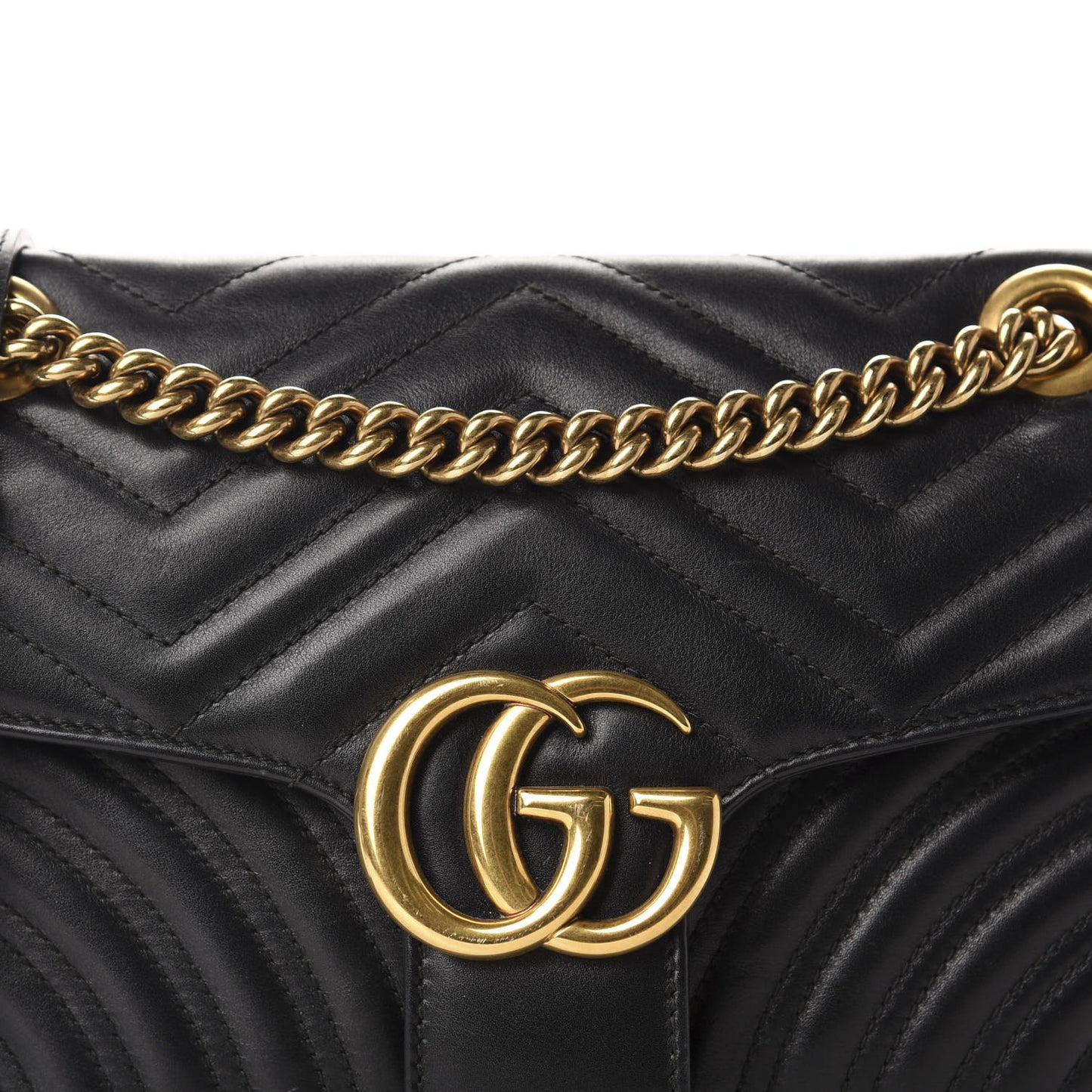 Calfskin Matelasse Small GG Marmont Shoulder Bag Black