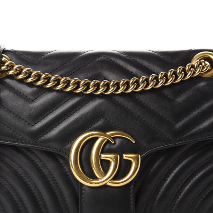 Gucci Calfskin Matelasse Small GG Marmont Shoulder Bag Black 12 of 12