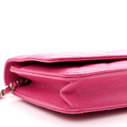 Chanel Caviar Quilted Wallet on Chain WOC Dark Pink 10 of 11