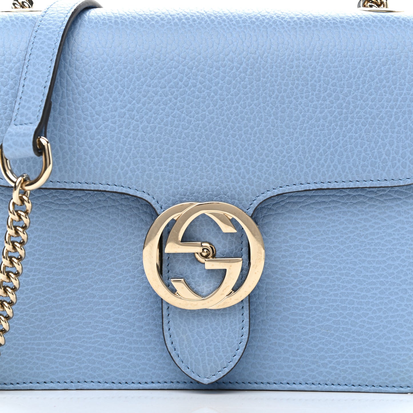 Dollar Calfskin Small Interlocking G Shoulder Bag Mineral Blue