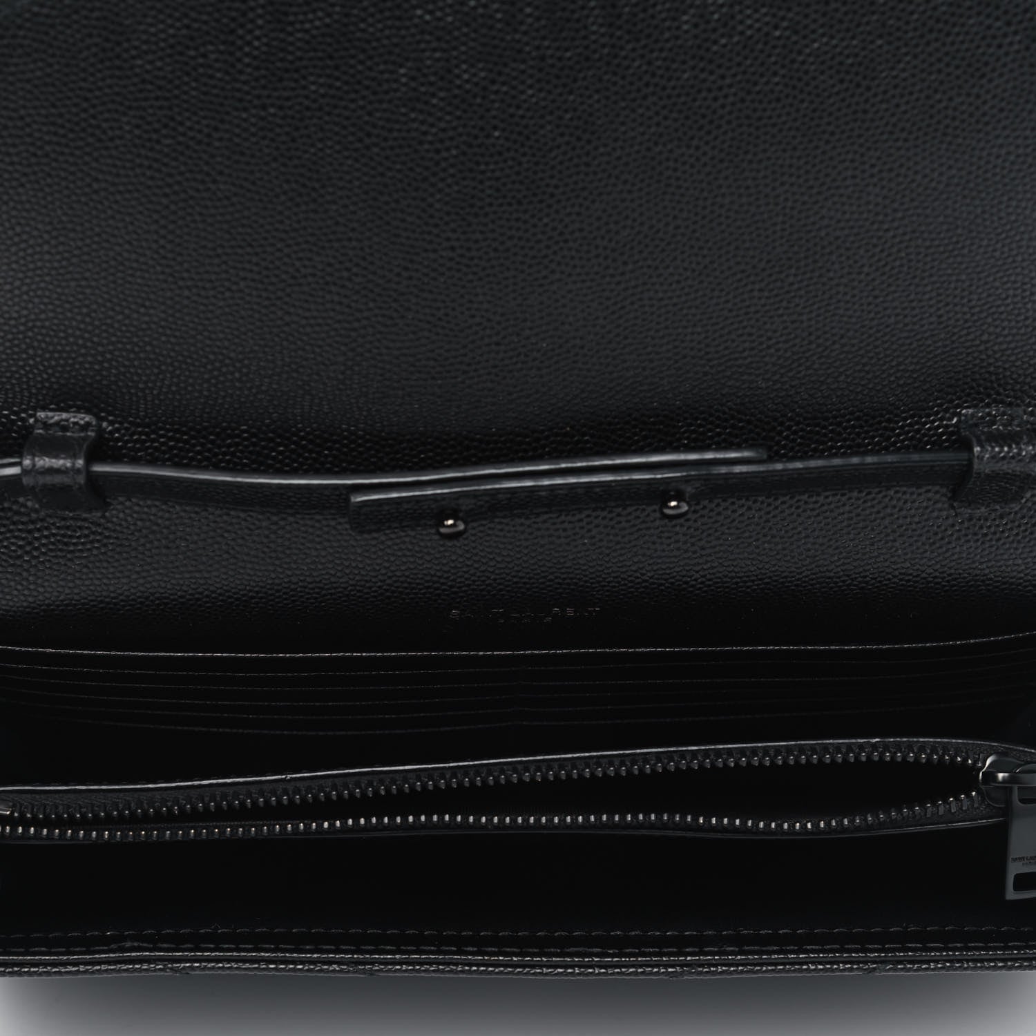 Saint Laurent Grain De Poudre Matelasse Chevron Monogram Chain Wallet Black 4 of 4