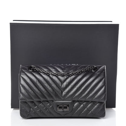 Chanel Aged Calfskin Chevron Quilted 2.55 Reissue 225 Flap So Black 11 of 11