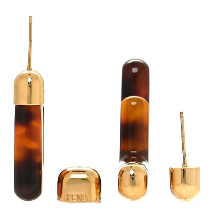 Fendi Plexiglass F Earrings Brown 3 of 5